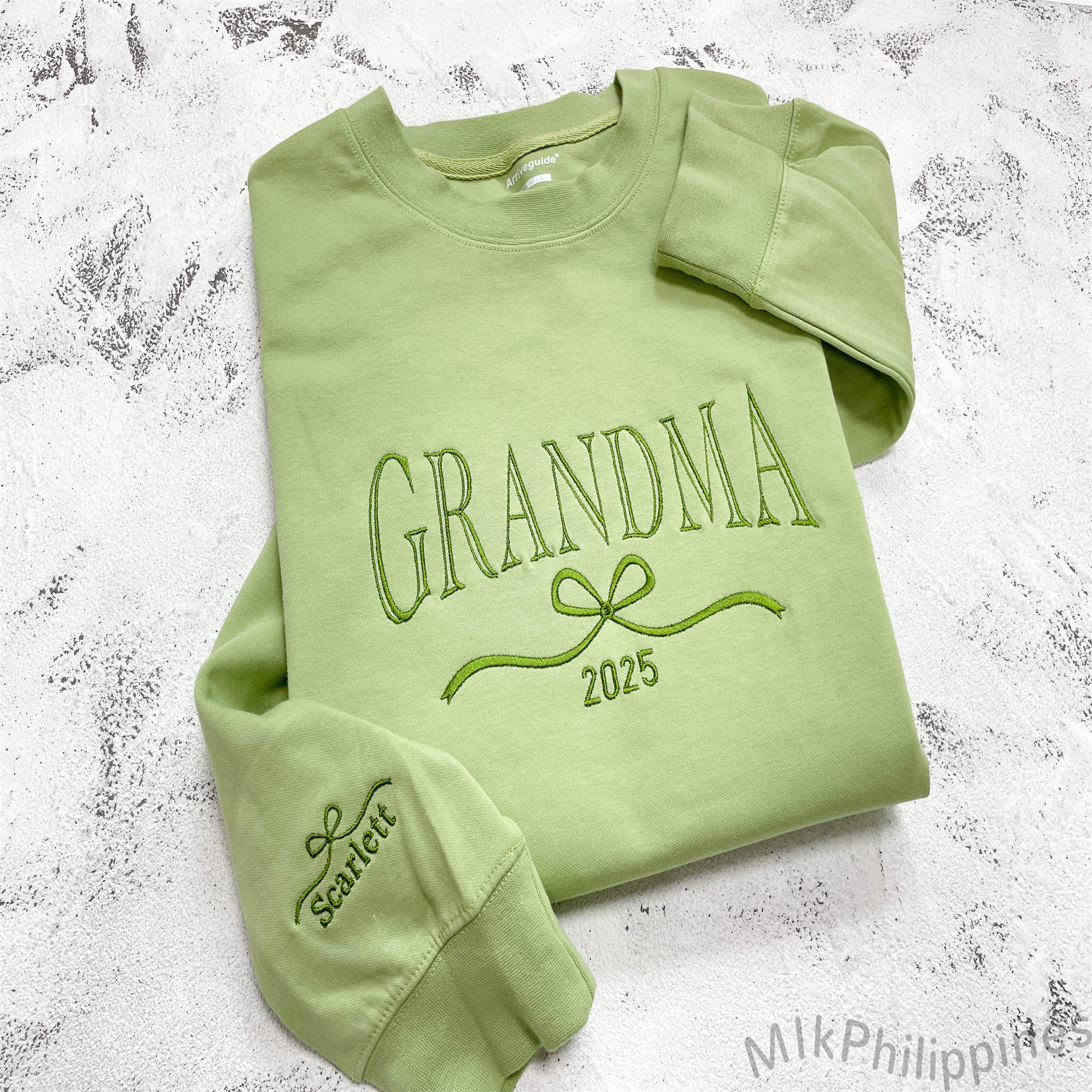 Auntie Embroidered Sweatshirt with Kids Name on Sleeve