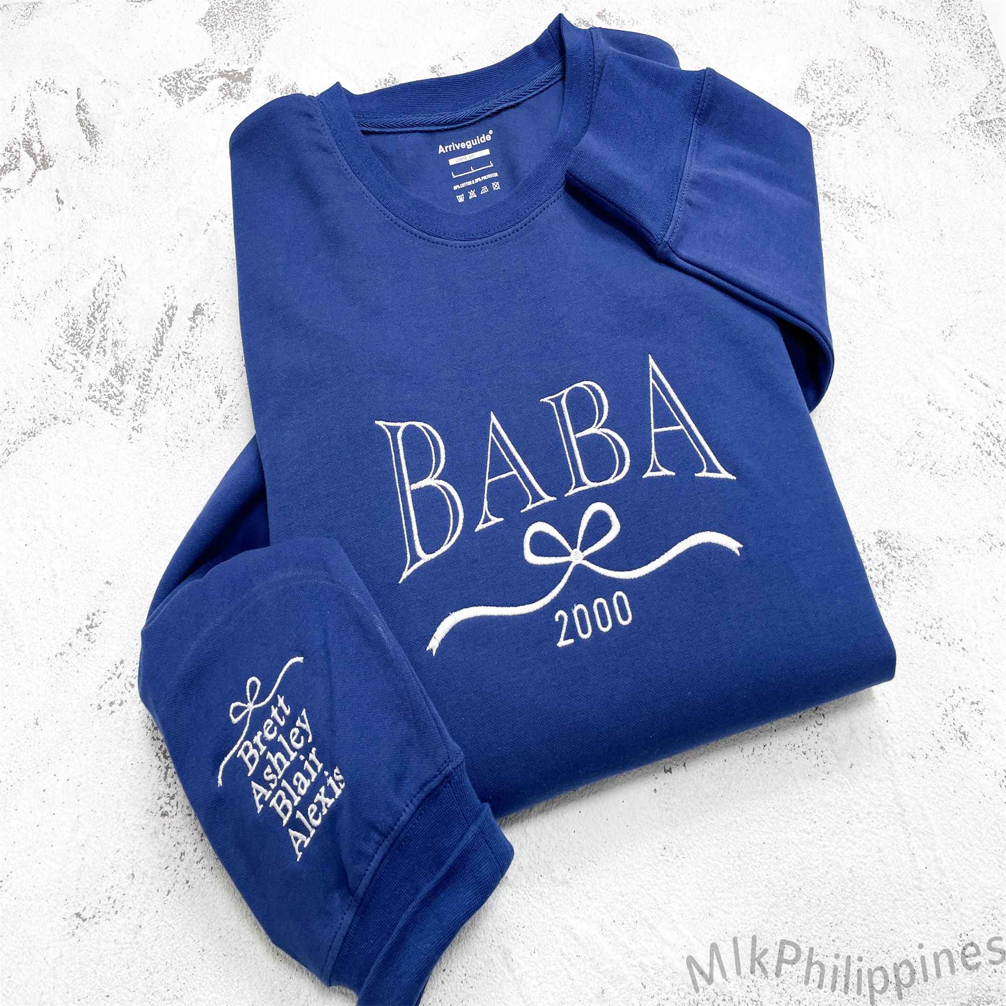 Auntie Embroidered Sweatshirt with Kids Name on Sleeve