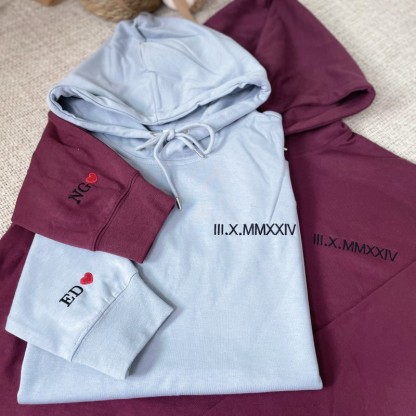 Custom Couple Hoodies - Unique Embroidered Gifts for Couples