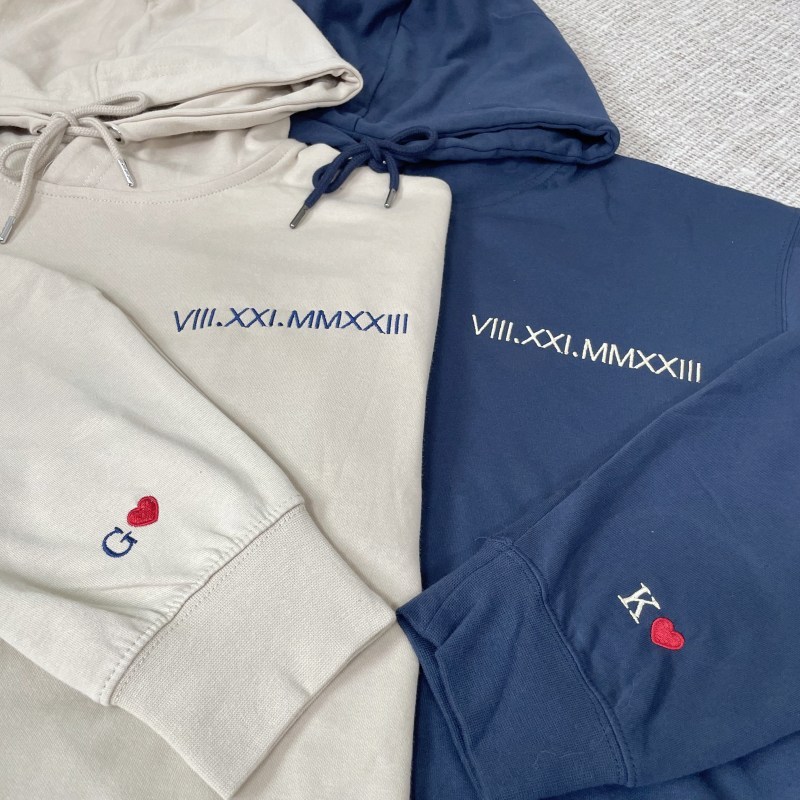 Custom Couple Hoodies - Unique Embroidered Gifts for Couples