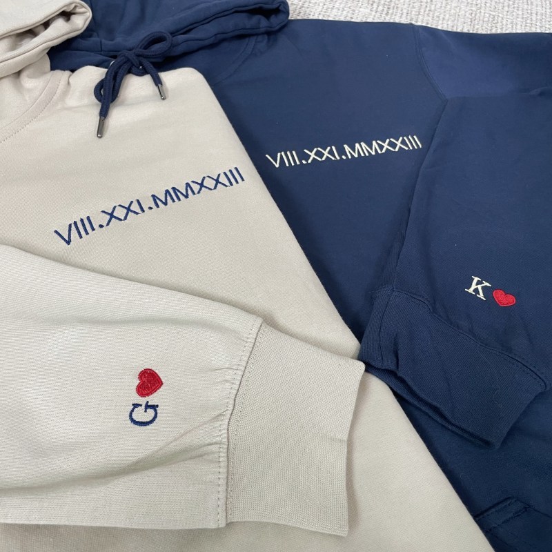 Custom Couple Hoodies - Unique Embroidered Gifts for Couples