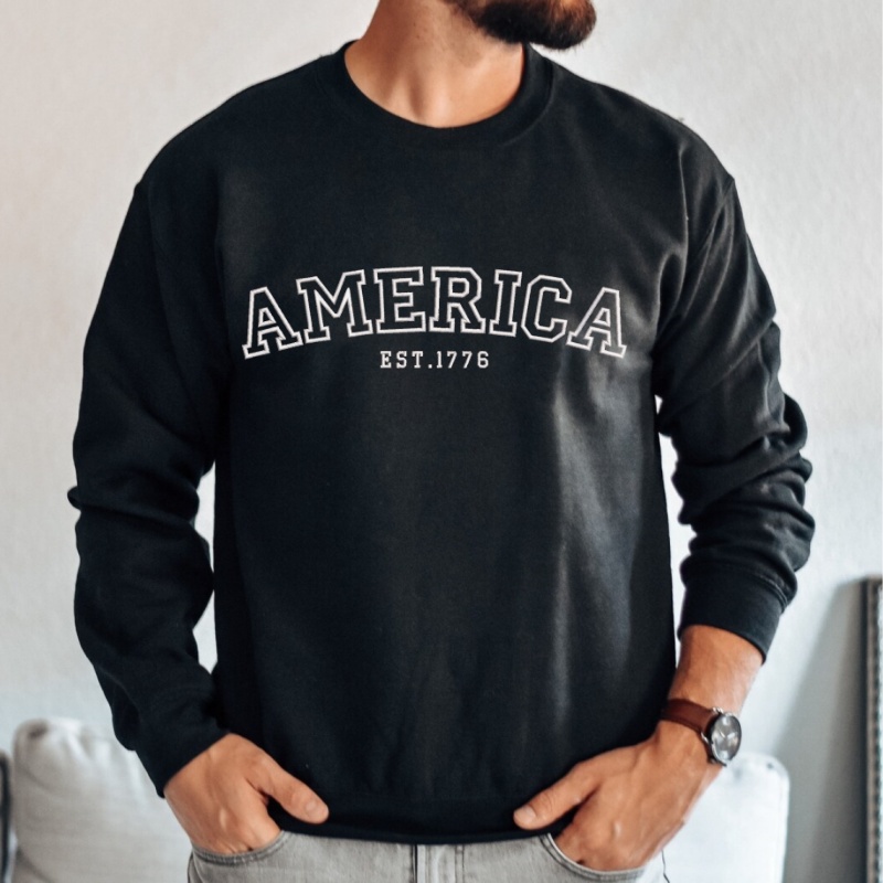 Custom Embroidered America  Sweatshirt, Patriotic Sweatshirt