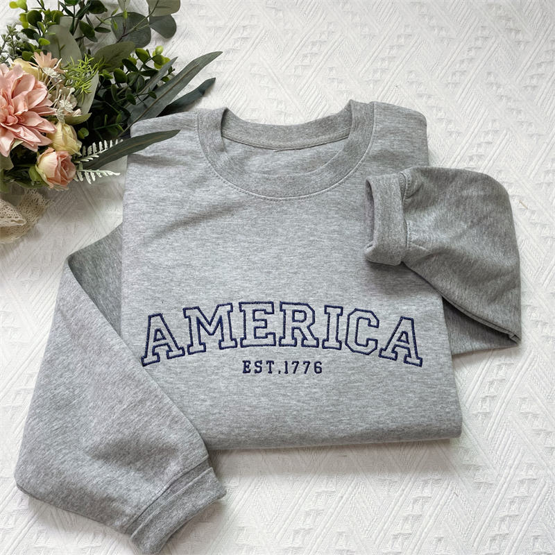 Custom Embroidered America  Sweatshirt, Patriotic Sweatshirt