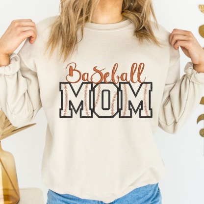 Custom Embroidered Baseball Mom Sweatshirt With Team Number On Sleeve