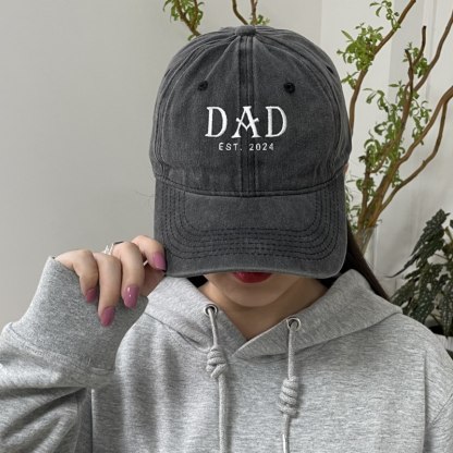 Custom Embroidered Black Dad Hat, Personalized Gifts for Dad