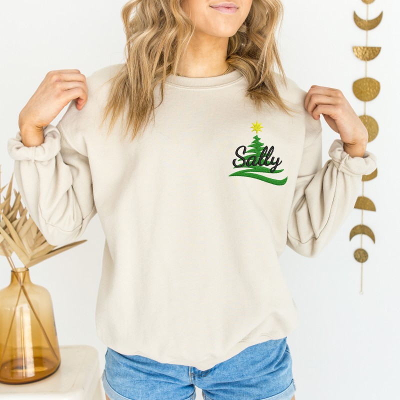 Custom Embroidered Christmas Sweatshirts Women with Name