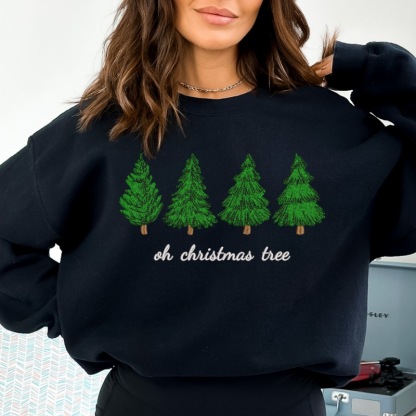 Custom Embroidered Christmas Tree Sweatshirt