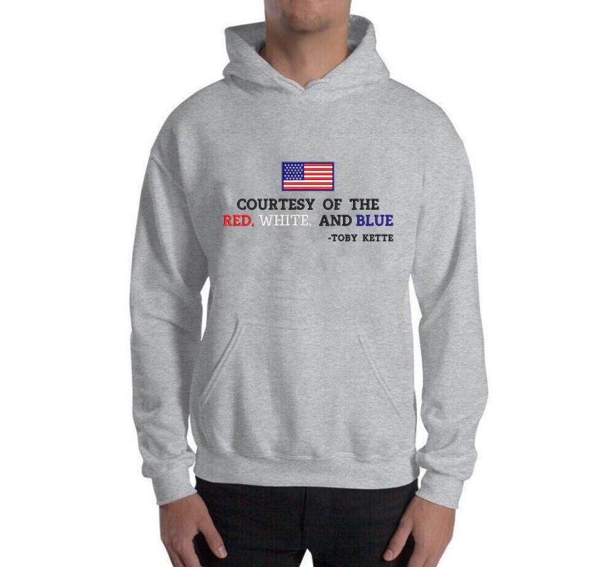 Custom Embroidered Courtesy of the Red White and Blue Sweatshirt