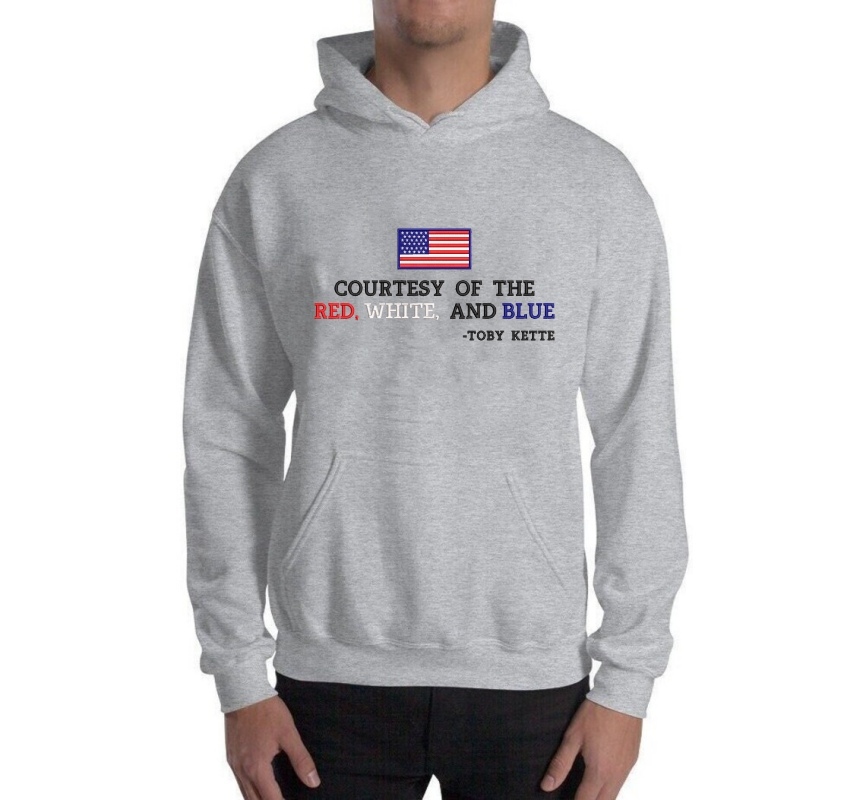 Custom Embroidered Courtesy of the Red White and Blue Sweatshirt