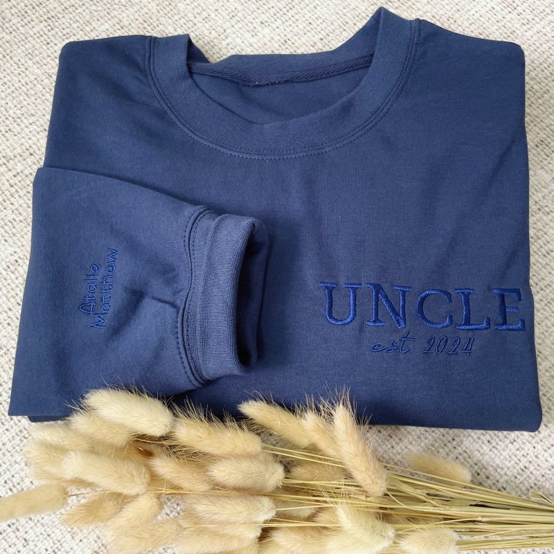 Custom Embroidered DAD Sweatshirt with Kids Names on Sleeve