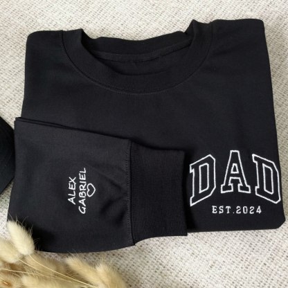 Custom Embroidered Dad Sweatshirt with Kids Names on Sleeve