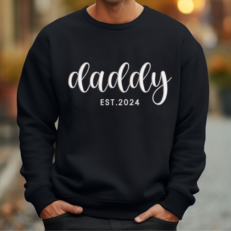 Custom Embroidered Daddy Sweatshirt With Kids Names & Heart On Sleeve