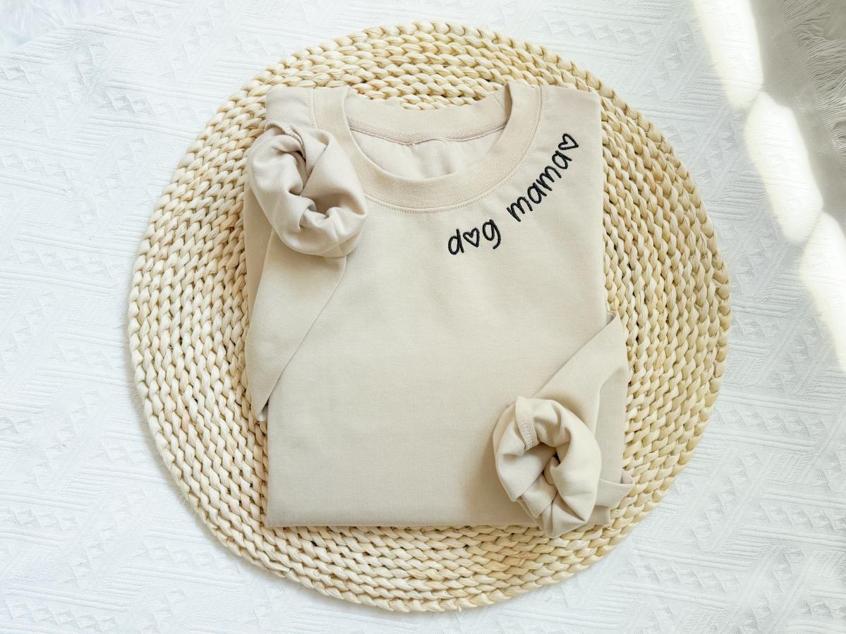 Custom Embroidered Dog Mama on collar Sweatshirt