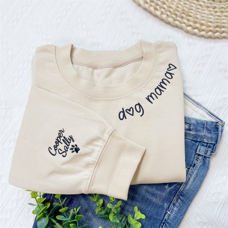 Custom Embroidered Dog Mama on collar Sweatshirt