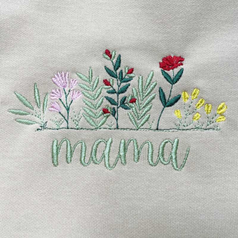 Custom Embroidered Floral Mama Sweatshirt,Grandma Sweatshirt