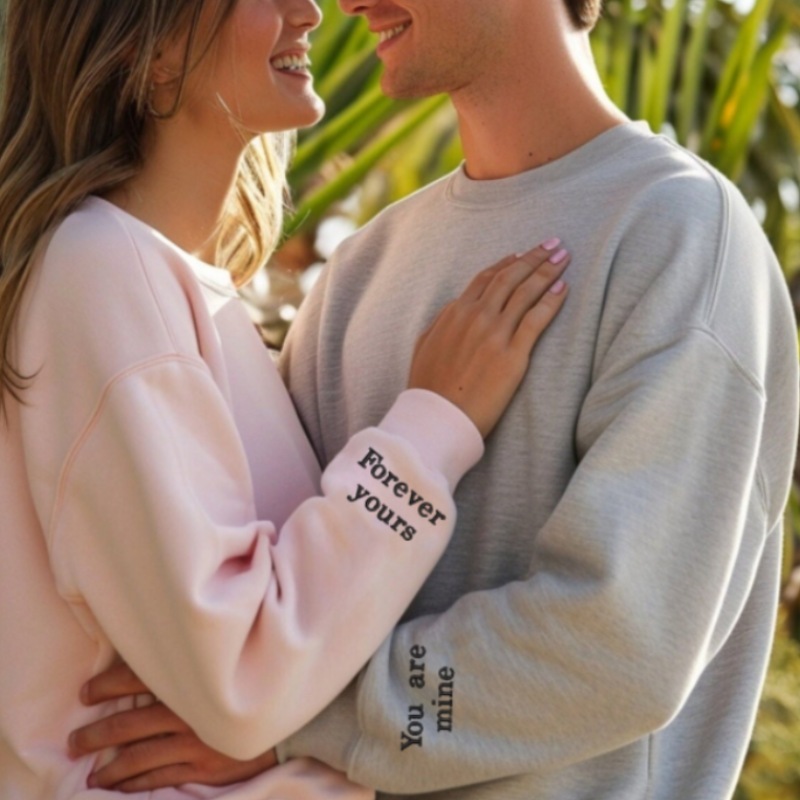 Custom Embroidered Forever yours & You're mine Couple Sweatshirt