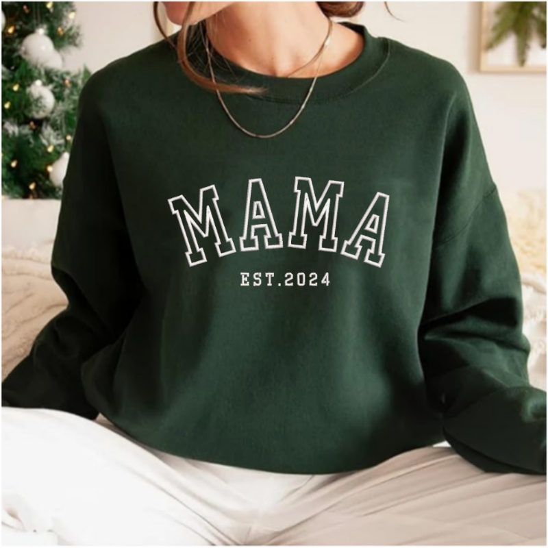Custom Embroidered Grandma Sweatshirt With Kids Names & Heart On Sleeve