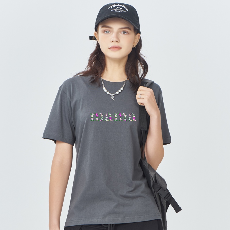 Custom Embroidered Mama tshirt with Flower letters