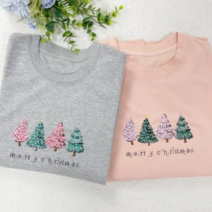 Personalized Embroidered Christmas Tree Sweatshirt