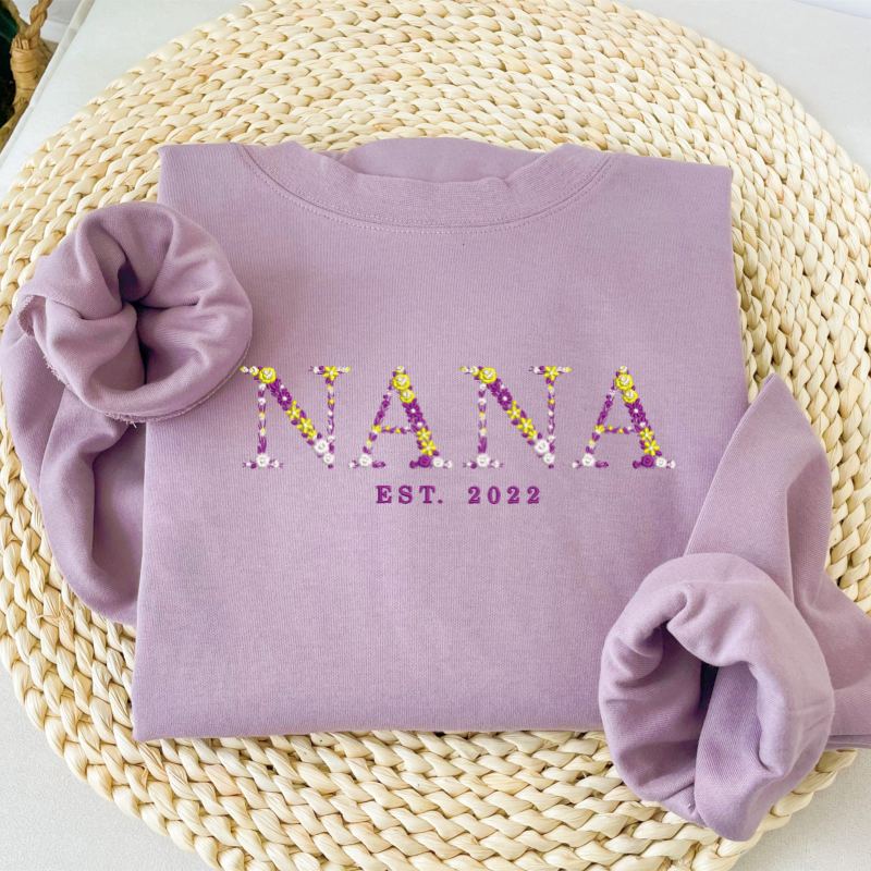 Custom Embroidered MIMI Sweatshirt With Kids Names & Heart On Sleeve