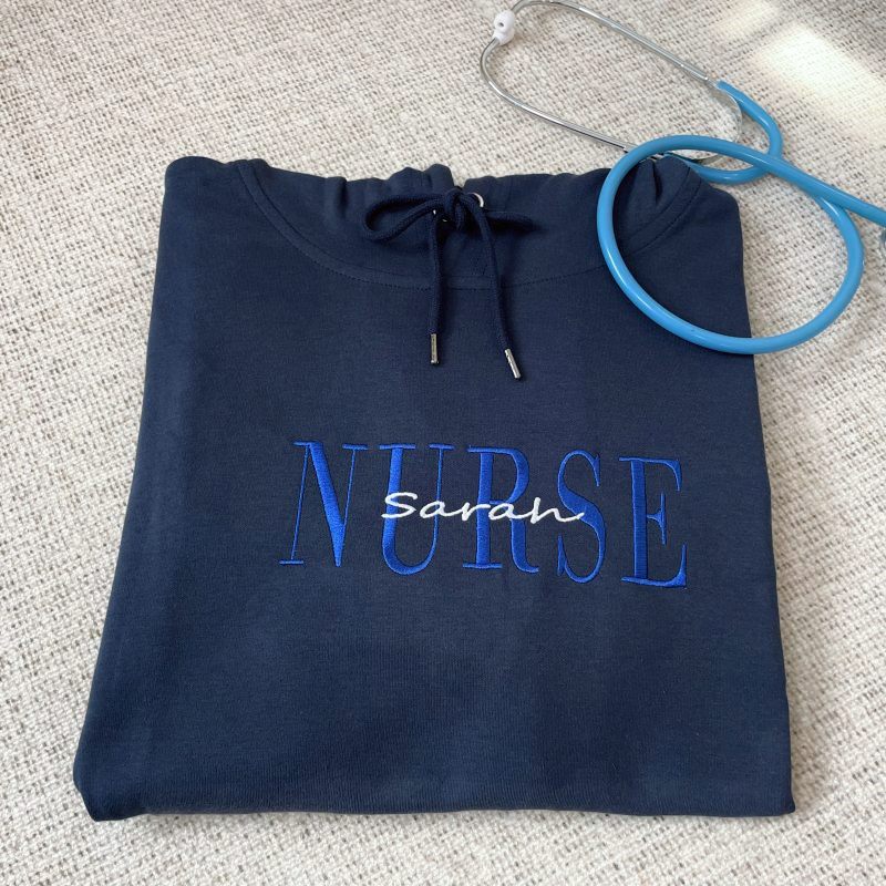 Custom Embroidered Nurse Hoodie with Name