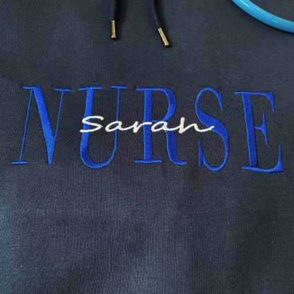 Custom Embroidered Nurse Hoodie with Name