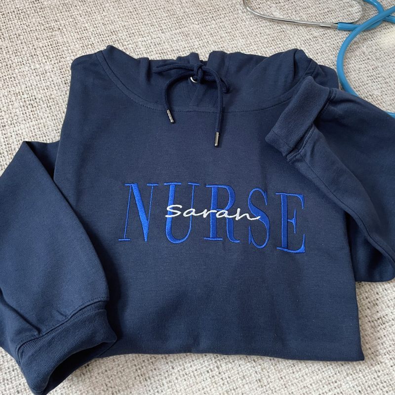 Custom Embroidered Nurse Hoodie with Name