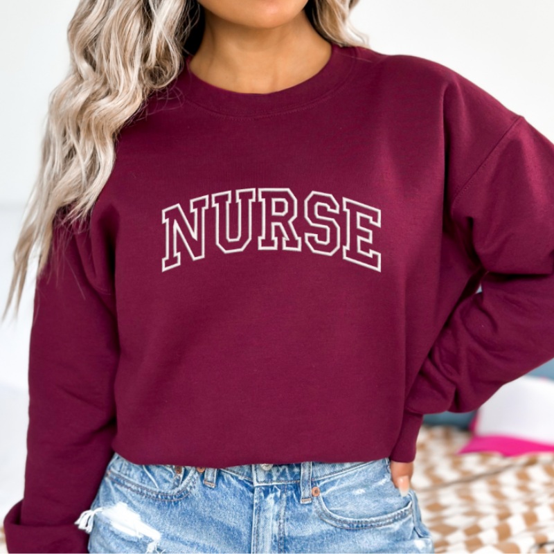 Custom Embroidered Nurse Sweatshirt, Personalized Nurse Gifts