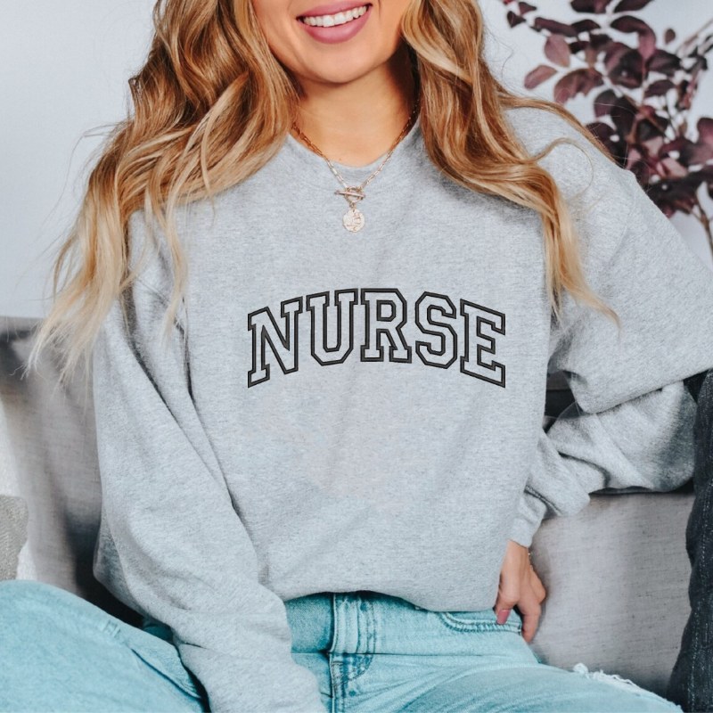 Custom Embroidered Nurse Sweatshirt, Personalized Nurse Gifts