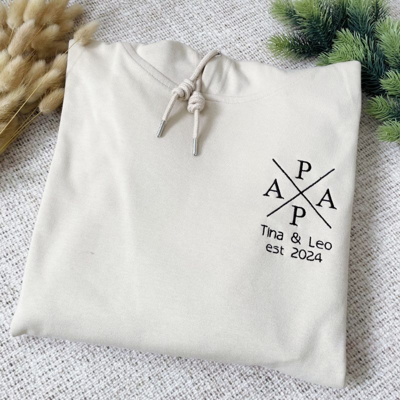 Custom Embroidered Papa Hoodie with Kids Names