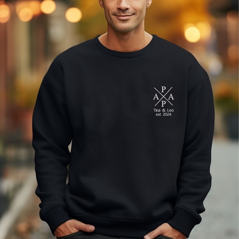 Custom Embroidered Papa Hoodie with Kids Names