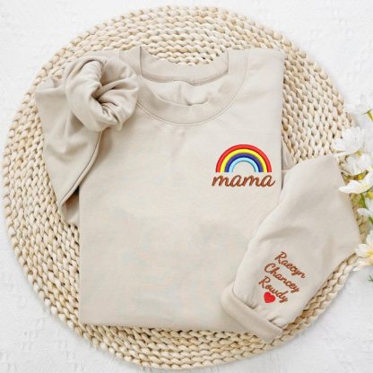 Custom Embroidered Rainbow Mama Sweatshirt