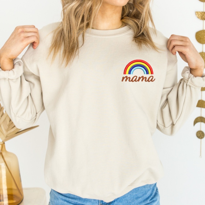 Custom Embroidered Rainbow Mama Sweatshirt