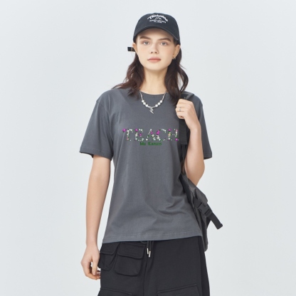 Custom Embroidered Teacher Tshirt with Flower Letters
