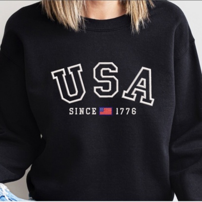 Custom Embroidered USA Flag Sweatshirt