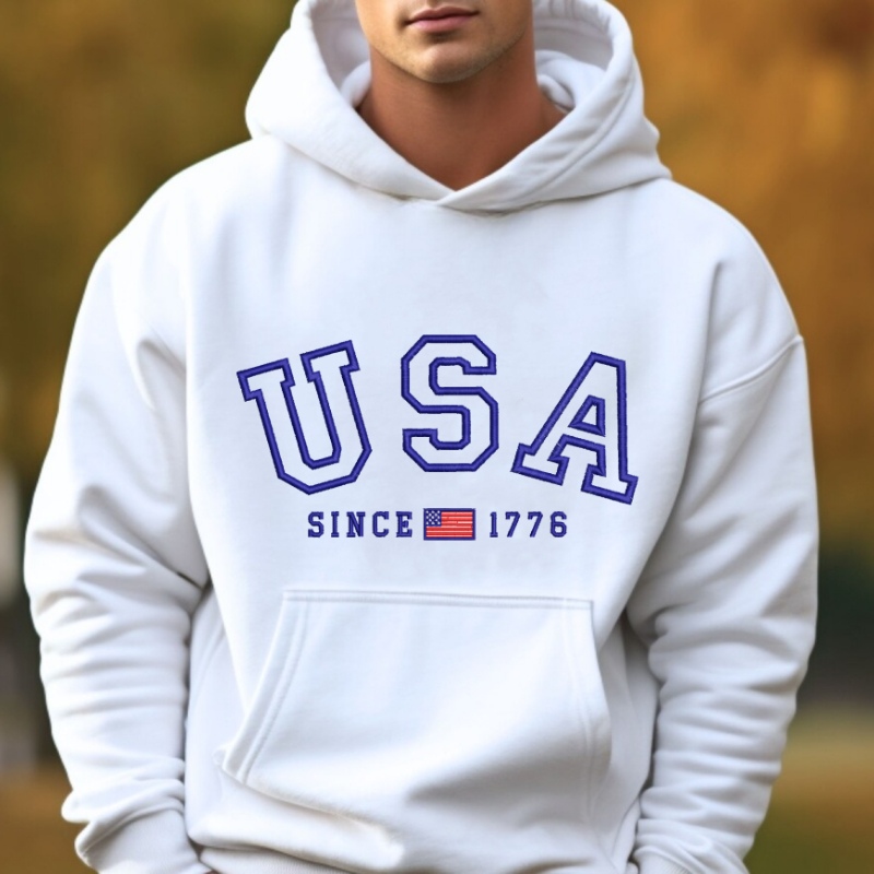 Custom Embroidered USA Flag Sweatshirt
