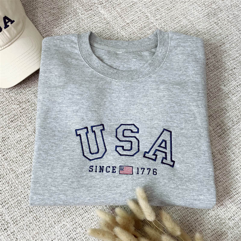 Custom Embroidered USA Flag Sweatshirt
