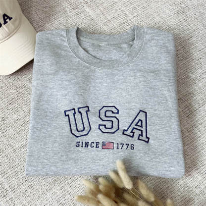 Custom Embroidered USA Flag Sweatshirt