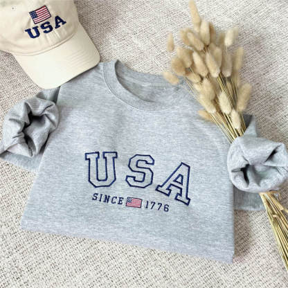 Custom Embroidered USA Flag Sweatshirt