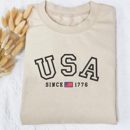 Custom Embroidered USA Flag Sweatshirt