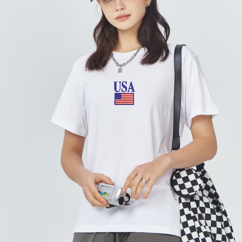 Custom Embroidered USA T-shirt