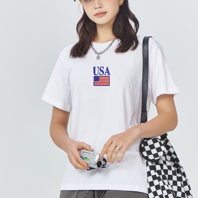 Custom Embroidered USA T-shirt