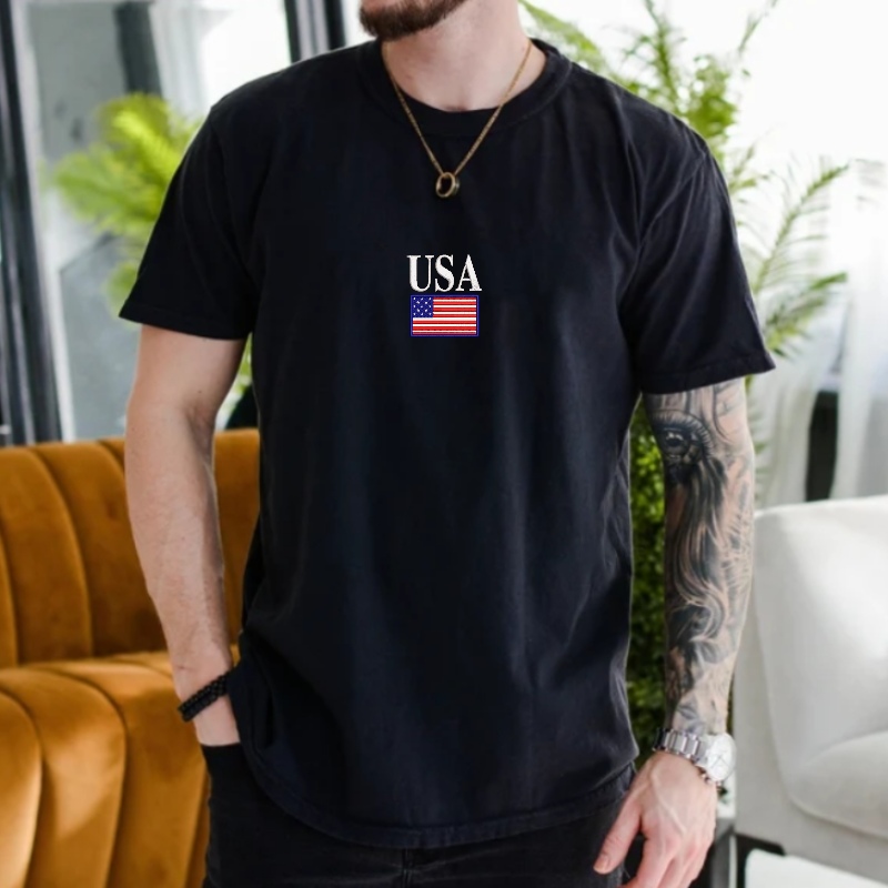 Custom Embroidered USA T-shirt