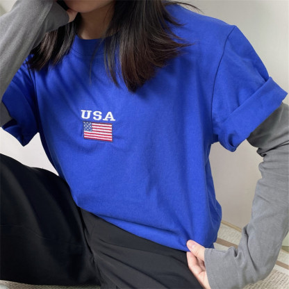 Custom Embroidered USA T-shirt