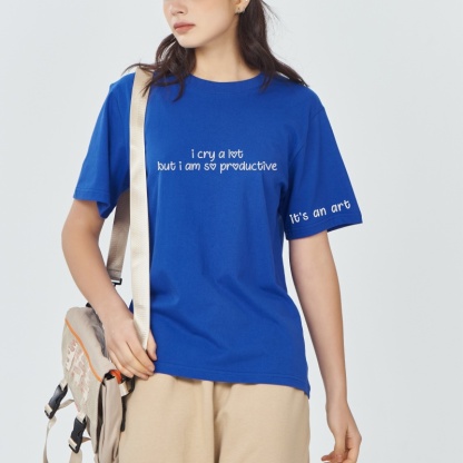 Custom Emebroidered i cry a lot but i am so productive Tshirt