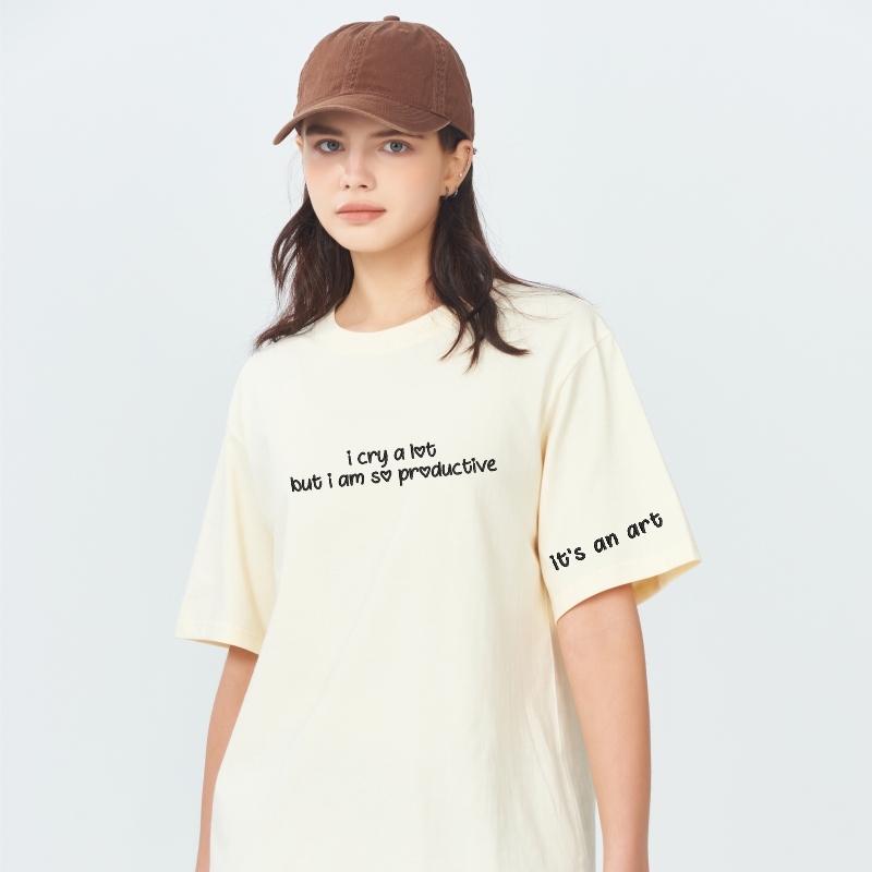 Custom Emebroidered i cry a lot but i am so productive Tshirt