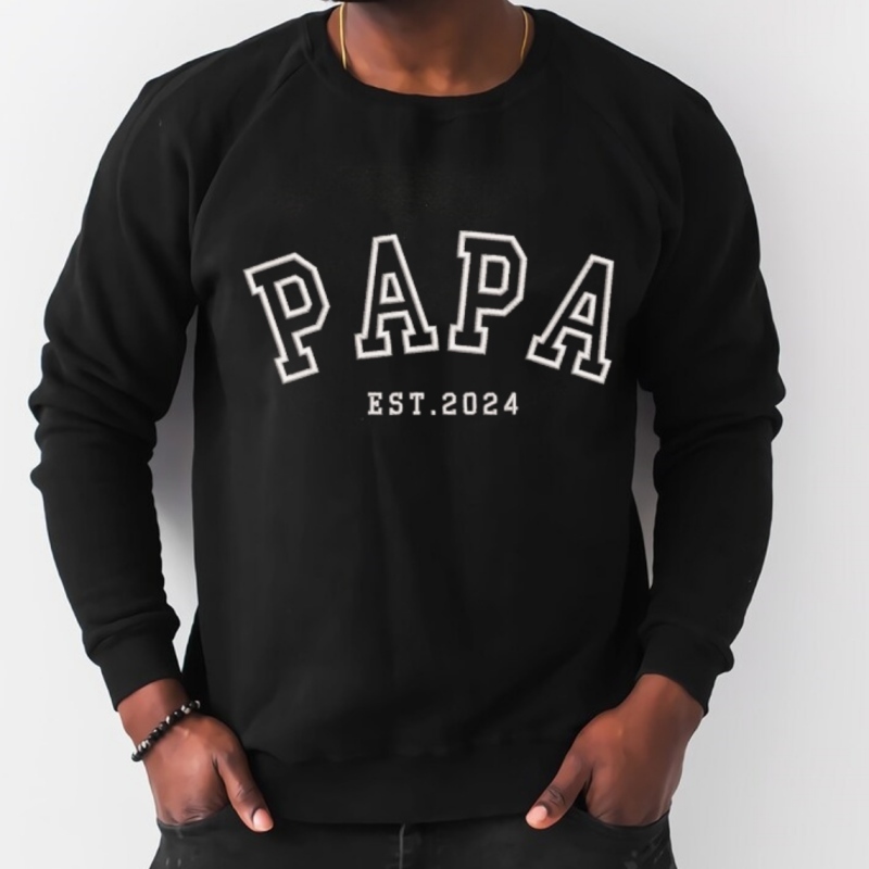 Custom Papa Sweatshirt, Grandpa Sweatshirt with Kids Name on Sleeve