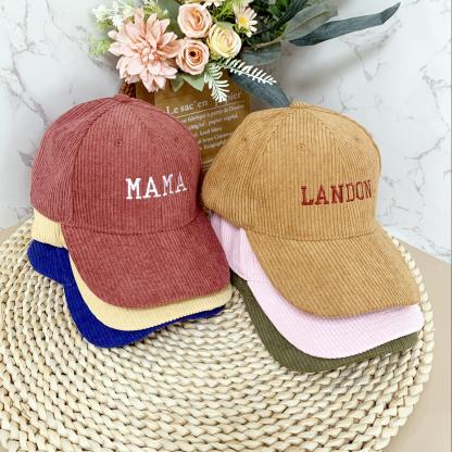 Embroidered Corduroy Hat,Bachelorette Party Hats,Sorority Gift,Custom Logo/Text Hats