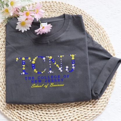 Embroidered George Washington University T-shirt with Flower Letters