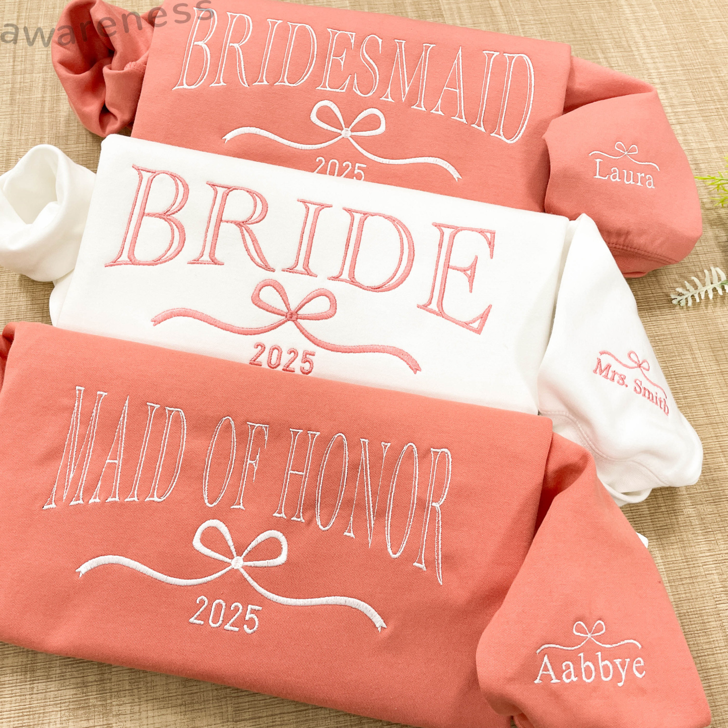 Custom Embroidered Bride & Bridesmaid Sweatshirts - Personalized Bridal Party Merch & Gifts